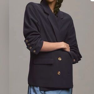 Anthropologie Dark Blue Blazer with Gold Accents